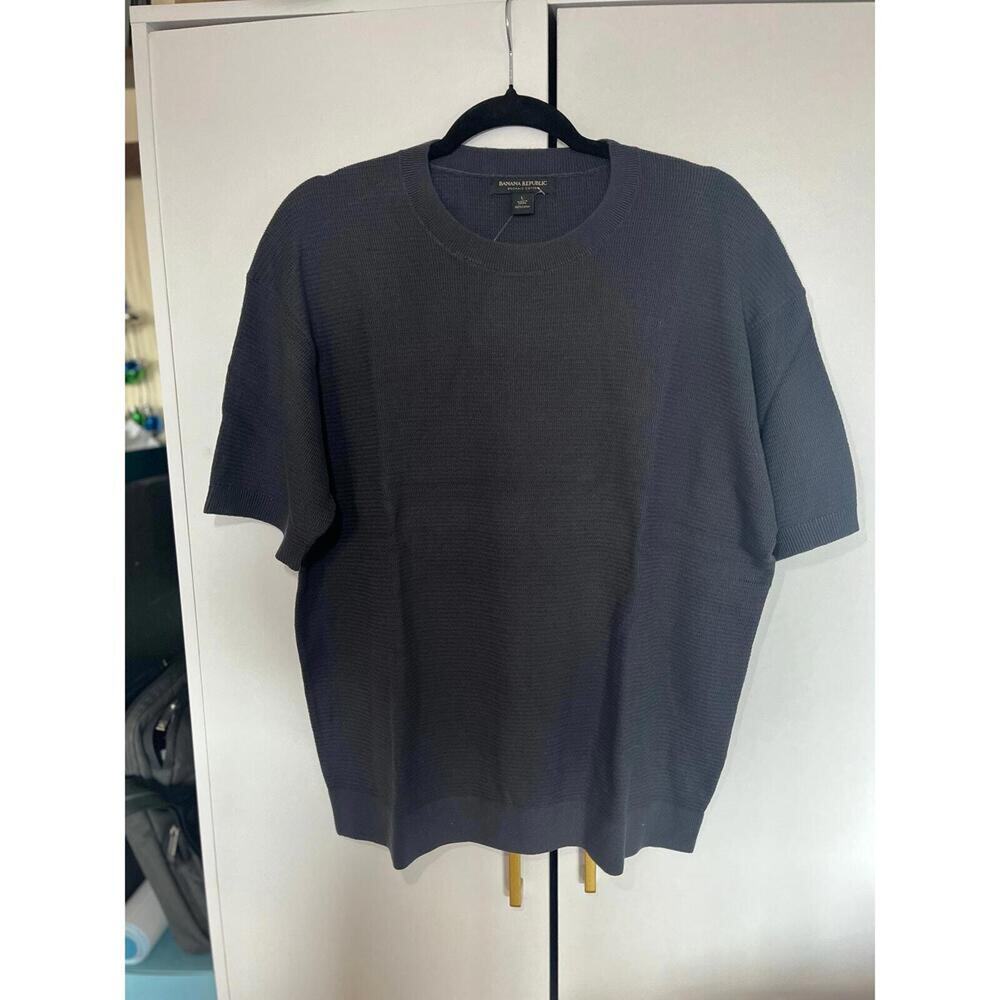 Banana Republic Organic Cotton Short Sleeve Sweatshirt sweater knit grey large